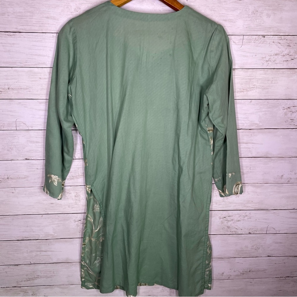 Sage Green Embroidered Kurti Tunic - Picture 4 of 4